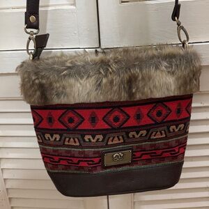 Chic Red and Brown Patterned Shoulder Bag Sharif Bohemian Bag